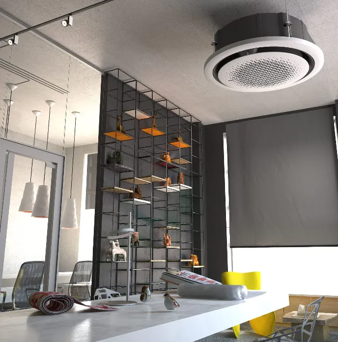 Office with a ceiling cassette air conditioning unit